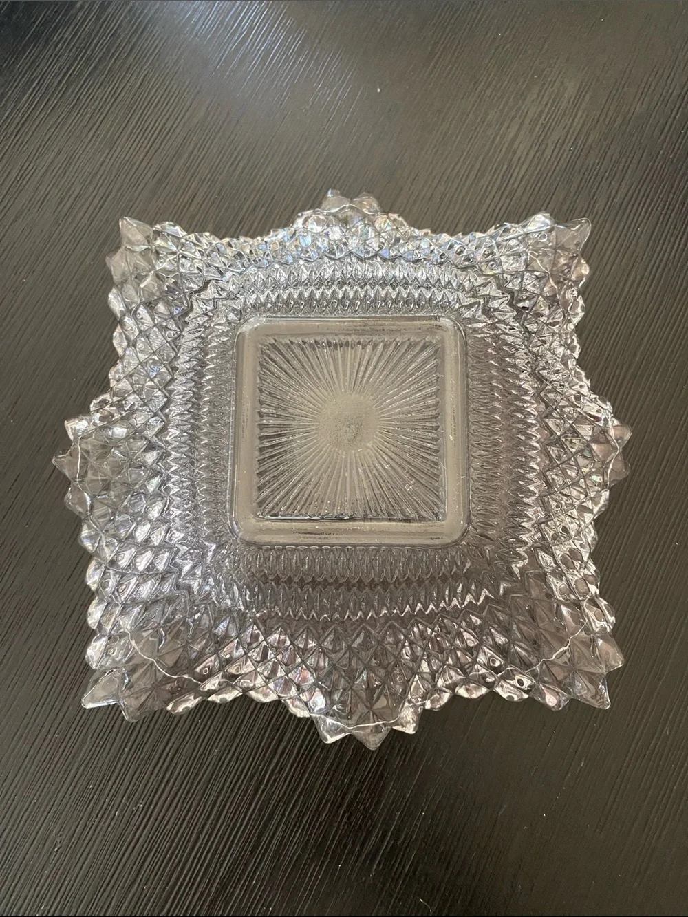 Cut Crystal-Style Square Serving Bowl - Clear